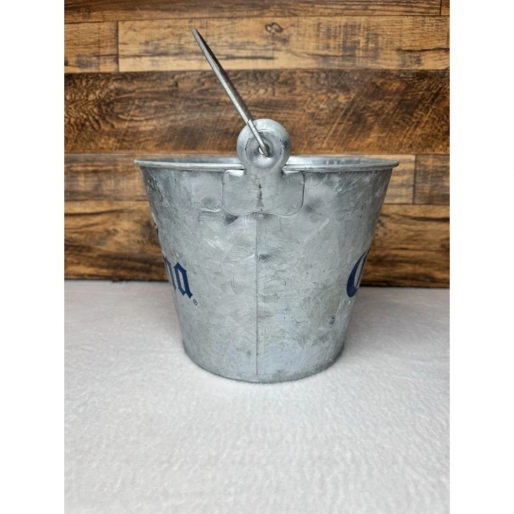 Lot Of 2 Corona Extra Beer Ice Bucket 5 Qt Galvanized Metal Party Bucket Vintage